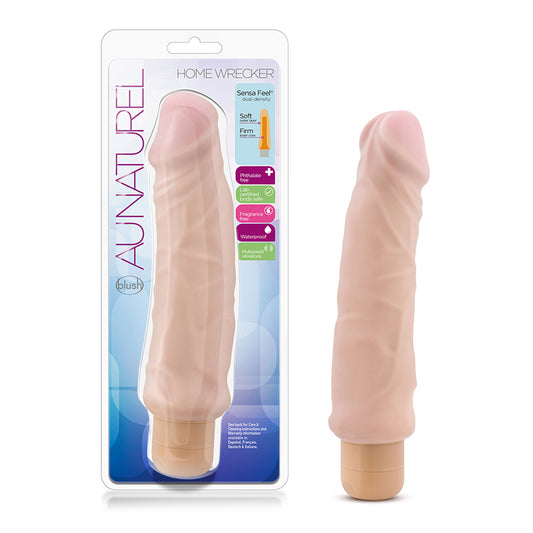 Blush Au Naturel Home Wrecker 9.5 in. Dual Density Vibrating Dildo Beige