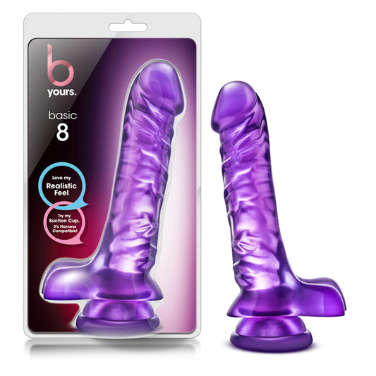 Blush B Yours Basic 8 Realistic 9 in. Dildo with Balls & Suction Cup Purple