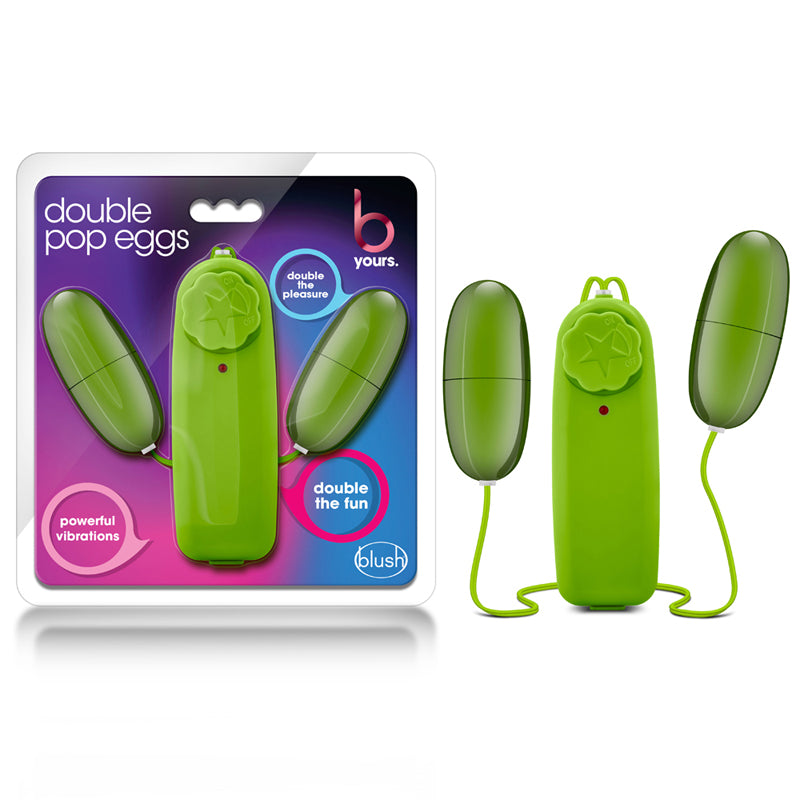 Blush B Yours Double Pop Eggs Remote-Controlled Dual Bullet Vibrator Lime