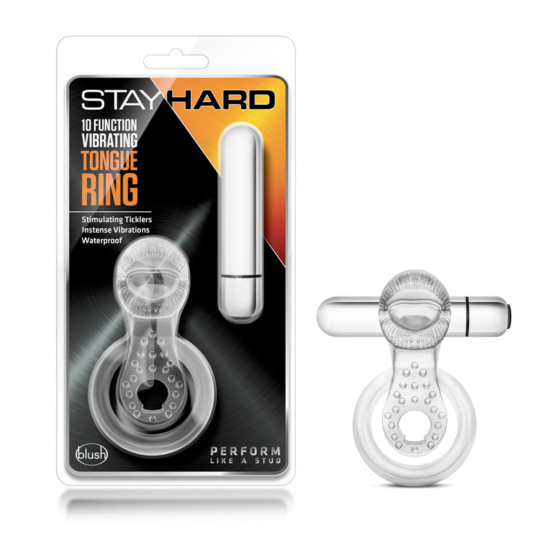 Blush Stay Hard 10 Function Vibrating Tongue Ring Clear