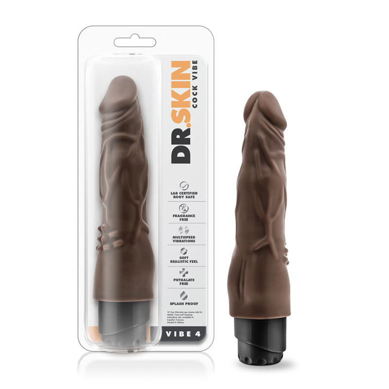 Blush Dr. Skin Vibe 4 Realistic 8 in. Vibrating Dildo Brown