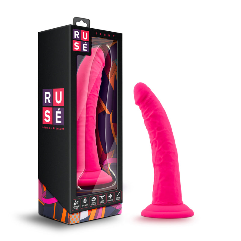 Blush Ruse Jimmy Realistic 7.5 in. Silicone Dildo with Suction Cup Hot Pink