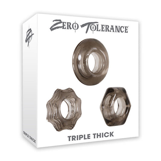 Zero Tolerance Triple Thick 3-Piece Cockring Set Smoke