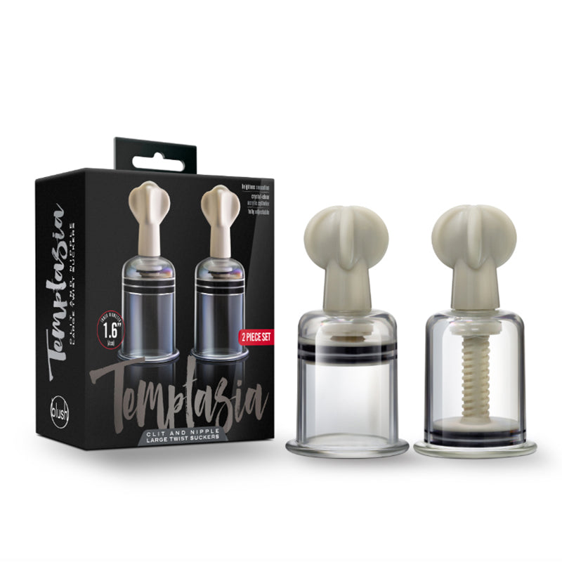 Blush Temptasia Clit and Nipple Twist Suckers 2-Piece Set Large Clear