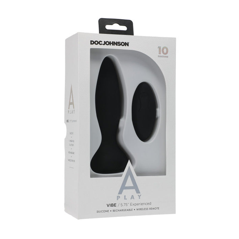 A-Play Vibe Experienced Rechargeable Silicone Anal Plug with Remote Black