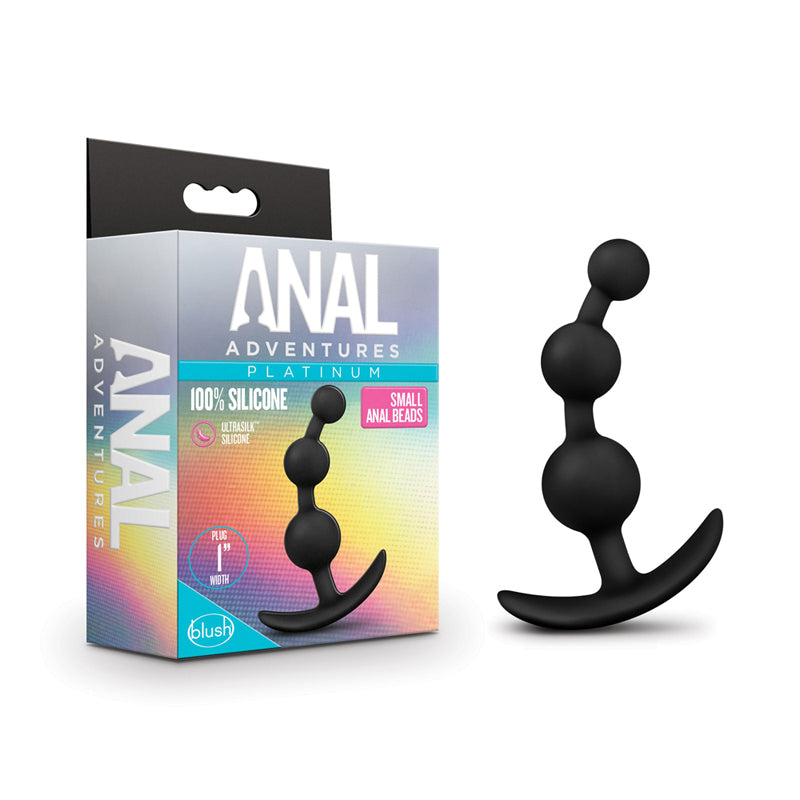 Blush Anal Adventures Platinum Silicone Small Anal Beads Plug Black