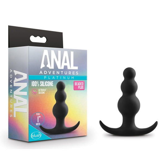 Blush Anal Adventures Platinum Silicone Beaded Plug Black