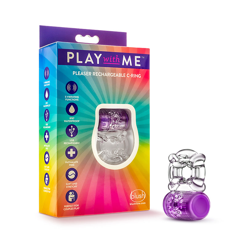 Blush Play with Me Pleaser Rechargeable Vibrating C-Ring Purple