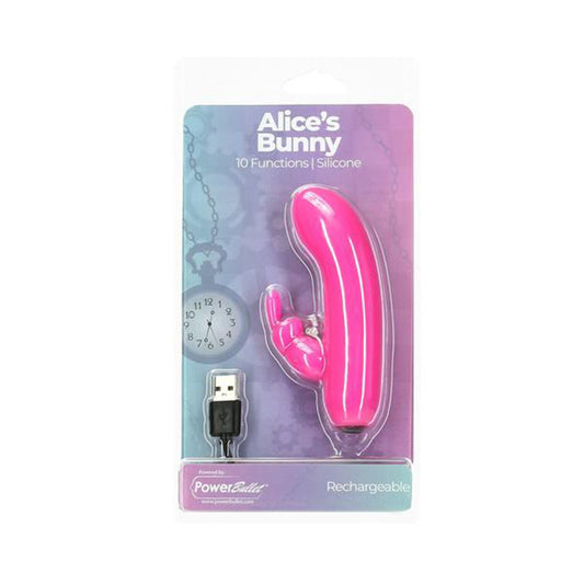 Powerbullet Alice's Bunny Rechargeable Bullet Vibrator with Silicone Rabbit Sleeve Pink