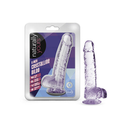 Blush Naturally Yours Crystalline 6 in. Dildo with Balls & Suction Cup Amethyst