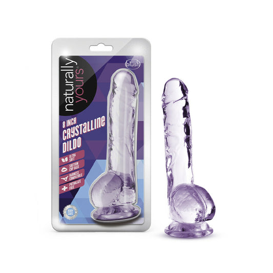 Blush Naturally Yours Crystalline 8 in. Dildo with Balls & Suction Cup Amethyst