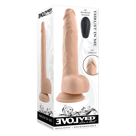 Evolved Thrust In Me Rechargeable Remote Controlled Thrusting Vibrating 9.25 in. Silicone Dildo Light